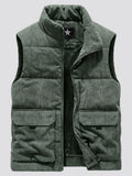 Casual Thick Vest Men Solid Winter Cargo Sleeveless Jacket Man Fashion Zippper Corduroy Turtleneck Warm Boy Outwears