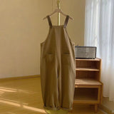 American High-end Denim Overalls Korean High Street Loose Trendy Large-size Tooling Suspender Jumpsuit Aesthetic Chic Streetwear