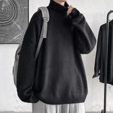 2025 New Autumn Men Turtle Neck Sweater Unisex Casual Loose Fit Trendy Knitted Top Pullovers Outwear Clothing Oversized M-3XL
