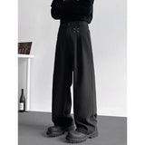 Grey Black Suit Pants Men Fashion Society Mens Dress Pants Korean Loose Straight Pants Mens Office Formal Trousers Plus Size