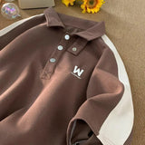 2025 new men and women summer American trend personalized polo short sleeved couple loose retro Harajuku casual T-shirt top y2k