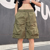 Summer Thin Shorts Men Fashion Retro Pocket Shorts Men Japanese Streetwear Hip-hop Loose Cargo Shorts Mens Beach Shorts M-4XL