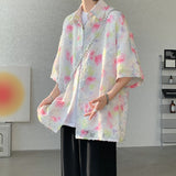 Summer Butterfly Tassel Splice Shirt Men Loose Casual Floral Short Sleeve Shirts Women Oversize Streetwear Boy Girl Blouses