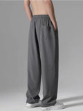 Wide Leg Pants Men Drawstring Casual Loose Full Length All-match Comfortable Pockets Daily Sporty Simple American Style Trousers