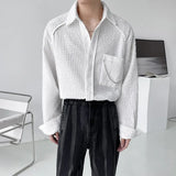 Chain Long Sleeved Shirt Men Fashion Society Mens Black Dress Shirt Korean Loose Casual White Shirt Mens Office Formal Shirts