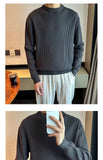 New Korean Retro Men Basic Sweater Luxury Knitted Solid Color O Neck Long Sleeve Pullover Casual Slim Premium Quality Knitwear