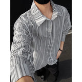 2025 spring New Long sleeved Shirt Men Fashion Social Mens Dress Shirt Korean Loose Casual Striped Shirts Mens Formal Shirt