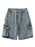 Summer Denim Cargo Shorts Men Flap Pockets Wide Leg Baggy Jeans Shorts Big Size 8XL 7XL 6XL Loose Fit Straight Jean Short Male