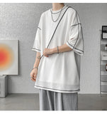 Summer Short Sleeve T-shirt Men Fashion Oversized Black T Shirt Men Streetwear Hip Hop Loose O-Neck White Tshirt Mens Top S-2XL