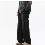 American spring and autumn large pocket straight leg workwear jeans for men and women high street loose retro casual pants y2k