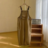 American High-end Denim Overalls Korean High Street Loose Trendy Large-size Tooling Suspender Jumpsuit Aesthetic Chic Streetwear