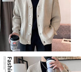 Men Cardigan Fashion Luxury Knitted Sweater Coats Trendy Japanese Retro V Neck Long Sleeve Jacket Casual Stylish Knitwear M-3XL