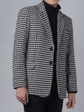 Plaid Men's Blazer with Two Buttons 1 Pc Business Suit Jacket Notch Lapel Houndstooth Male Fashion Coat Size XS-5XL