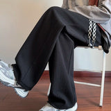 Black Casual Pants Men Fashion Oversized Wide Leg Pants Men Streetwear Hip-hop Loose Pleated Pants Mens White Trousers