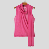 Men Tank Tops Mesh Transparent Solid Turtleneck Sleeveless Male Vests Summer Streetwear Fashion Casual Men Clothing