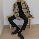 Men's Clothing Cardigan Plaid Knit Sweater Male V Neck Long No Hoodie Wool Casual Sale Best Selling Products Classic Street
