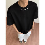 Summer Short Sleeved T-shirt Men Black Casual T Shirt Men Streetwear Korean Loose Round Neck Tshirt Mens Top Large Size 4XL