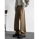 Brown Suit Pants Men Society Mens Black Dress Pants Korean Loose Casual Straight Pants Mens Office Formal Trousers Large Size
