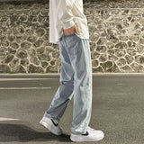 Spring Autumn New Fashion Solid Color Button Thin Men's Clothing Trend Korean Temperament Simplicity Youth Loose Straight Pants