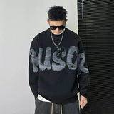 Round neck sweater men and women new autumn and winter styles letter printed American style trendy loose casual knit sweater top