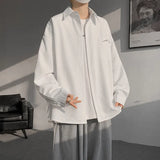 Mens Long Sleeve Shirts Solid Color Casual Loose Fit Spring Summer Oversized Minimalist Top Breathable Comfortable Daily Wear