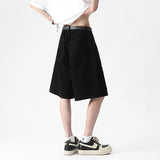 Summer New Fashion Trend Men's Casual Shorts Solid Color Elastic Waist Patchwork Male Knee Length Pants 2025 Trendy 9W3395