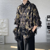 Personality Tassel Shirt Streetwear Fashion Short Sleeve Shirts Men's Casual Hip Hop Tops High Quality Loose Chic Shirt