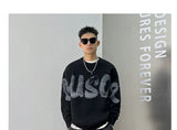 Round neck sweater men and women new autumn and winter styles letter printed American style trendy loose casual knit sweater top