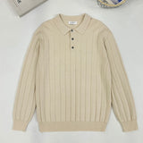 New British Retro Men Polo Neck Sweater Light Luxury Knit Loose Long Sleeve Pullover Casual Solid Color Premium Knitwear M-3XL