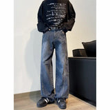 American Street Spring and Autumn Men and Women Trendy Personality Straight Tube Washed Jeans Couple Loose Retro Casual Pants