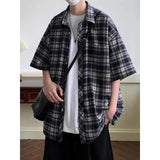 New American Shirt Men's Summer Trend Brand Trendy Short Sleeve Plaid Men's Shirt Casual TOP