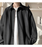 White Long Sleeved Shirt Men Fashion Black Casual Shirt Men Streetwear Korean Loose Pleated Shirt Mens Ice Silk Shirts M-3XL