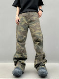 Pantalones Y2K Fashion Camouflage Pleated Baggy Jeans Pants For Men Clothes Zipper Pockets Straight Gothic Long Trousers