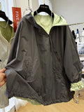 Design-sensory Zippers Trench Coat Both Sides Thin Hooded Jacket Korean 2025 Summer Spliced Jacket High-end Sunscreen Clothes
