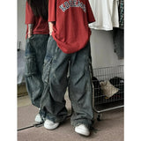 American Vintage High Waist Straight Blue Jeans Women's Casual High Street Pants Baggy Y2K Wide Leg Grunge Washed Denim Trouser