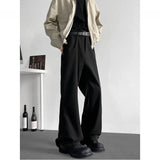 Black Suit Pants Men Fashion Society Mens Dress Pants Korean Casual Loose Straight Pants Mens Office Formal Trousers M-3XL