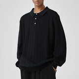 New British Retro Men Polo Neck Sweater Light Luxury Knit Loose Long Sleeve Pullover Casual Solid Color Premium Knitwear M-3XL