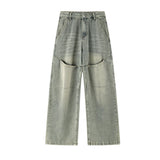 Jeans men 2025 New Style Mens Baggy Jeans Distressed Washed Denim Trousers Creative Pockets Design Hip Hop Casual Wear