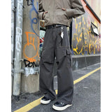 Cargo Pants Men Fashion Retro Pocket Casual Pants Men Japanese Streetwear Hip-hop Loose Wide Leg Pants Mens Vintage Trousers
