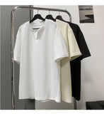 Fashionable High-end V-neck Short-sleeved T-shirt Men's Korean Style Summer Fashion Handsome Clothes Loose Versatile Top Chic