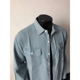Men Long Sleeve Denim Shirt Spring Casual Workwear Stylish Stretch Cotton Comfort Fit Chest Pocket Outdoor Daily Wear Trendy Men