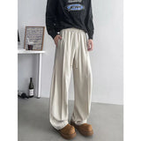 Black Casual Pants Men Fashion Apricot Ice Silk Trousers Men Streetwear Korean Loose Wide Leg Pants Mens Suit Pants M-3XL