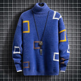 Winter American Men and Women Trendy High Collar Sweater Couple High Street Personalized Simple Knitted Base Sweater y2k