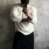 Threaded Long-Sleeved T-Shirt Fitness Autumn Breathable Quick-Drying Sports Mens Elastic Fitness Training Suit Bottoming Shirt