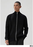 New Korean Fashion Men Cardigan Jacket Light Luxury Trendy Turtleneck Knit Zip-up Long Sleeve Sweater Coat High Quality Knitwear