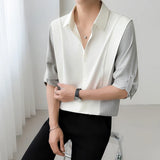 Patchwork Mid Sleeve Shirt mens Novel Design High Quality Cool Comfort Fabric Summer Fashion Trendy Menswear