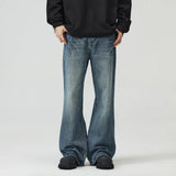 New Fashion Lightning Crack Men's Baggy Straight Jeans Vintage Blue Bootcut Trousers Personality Streetwear Male Denim Pants