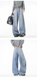 2025 New Men Wide Leg Jeans Loose Fit Light Blue Washed Denim Trousers High Quality Trendy Fashion Streetwear Hot Sale
