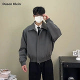 Spring Autumn Jacket Solid Simple Design Casual Jacket High-end Versatile Loose Shoulder Pad Short Jacket Aesthetic