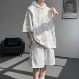 Mens Training Sports Sets Men Hooded Sports Suits Shorts Jogging Sets Male Running Tracksuits Couple Loose Tie-Dye Outwear